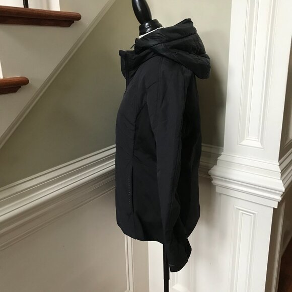 Lululemon Another Mile Full Zip Jacket Womens 14 Black Hooded Water Repellent - Picture 7 of 12